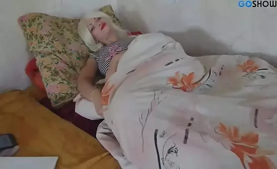 Blonde Teases Bedroom Delights