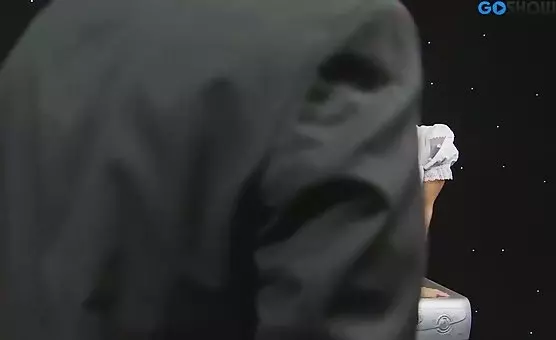 Hot brunette maid gets raunchy threesome with two hunks